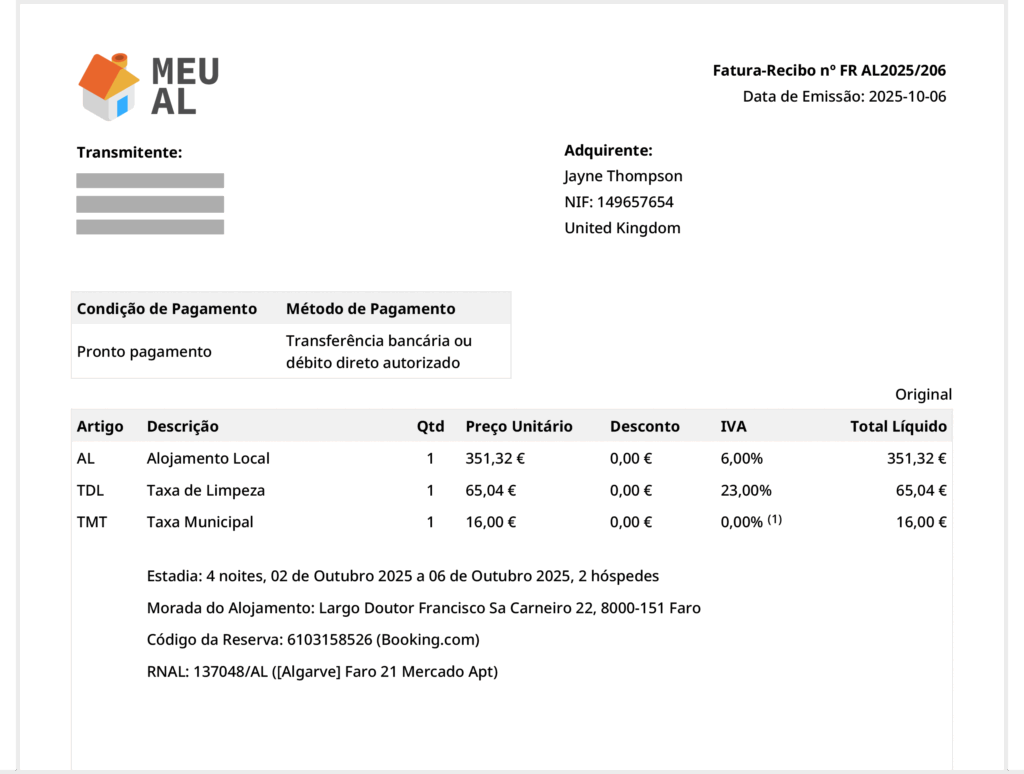 Faturação certificada automática para alojamento local e empreendimentos turísticos